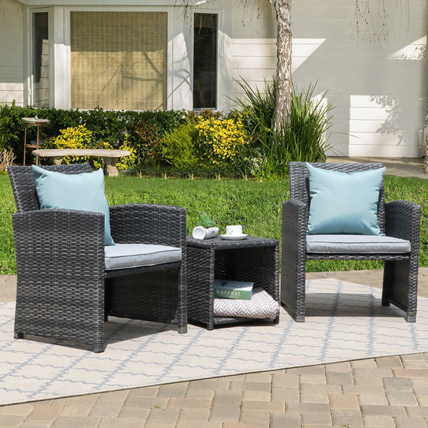 Latitude Run® Rand Wicker/Rattan 2 Person Seating Group with Cushions
